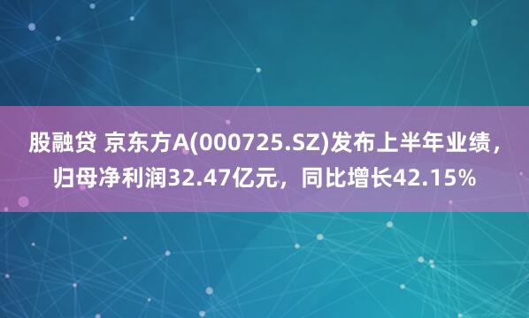 股融贷 京东方A(000725.SZ)发布上半年业绩，归母净利润32.47亿元，同比增长42.15%