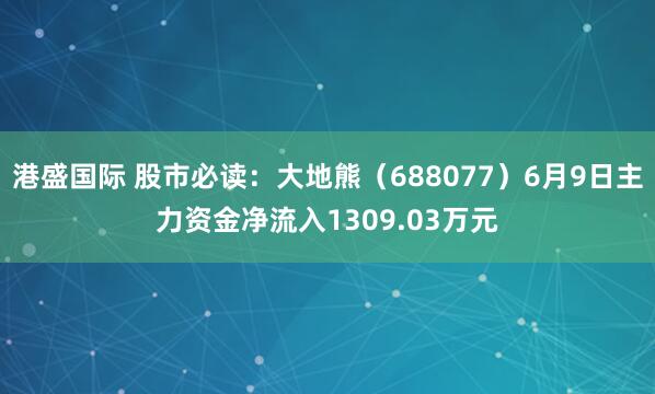 港盛国际 股市必读：大地熊（688077）6月9日主力资金净流入1309.03万元